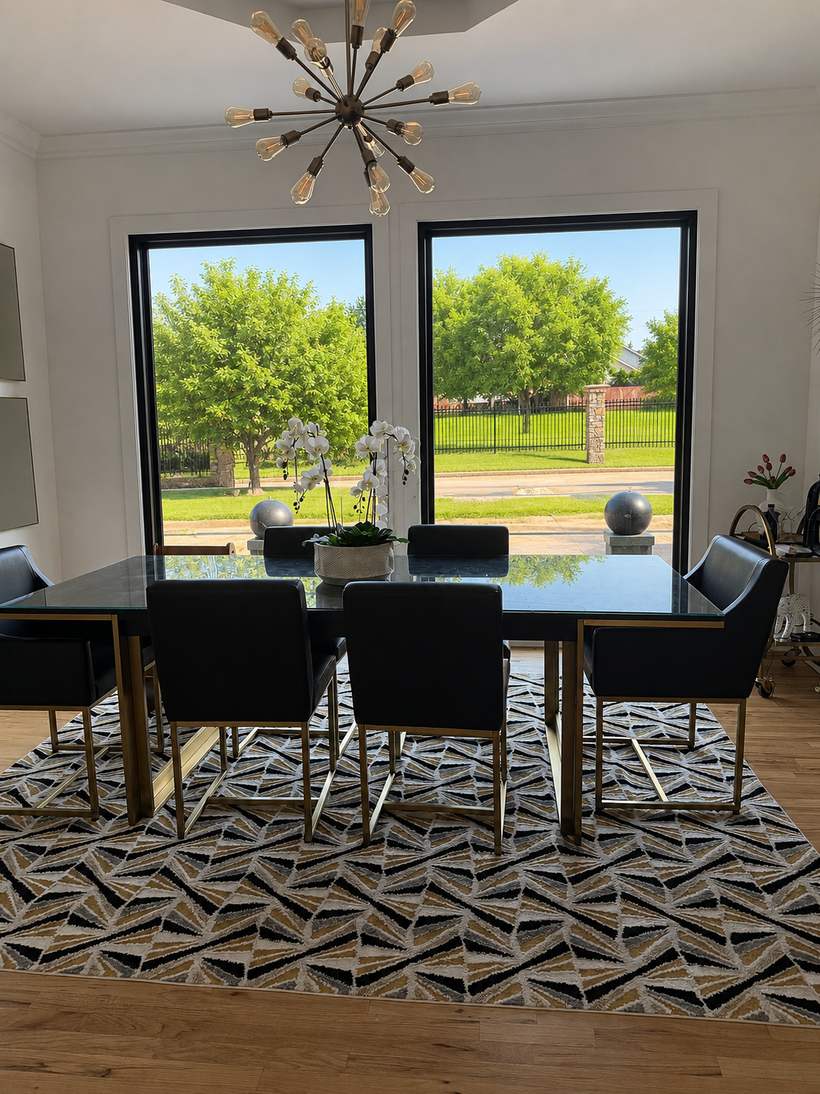 Dining room windows before: bare glass